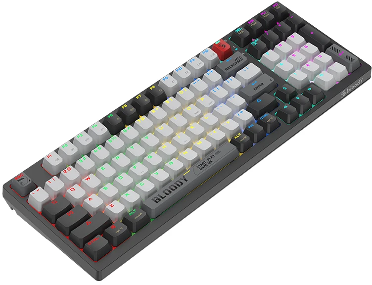 Klaviatūra žaidimams A4Tech Bloody WS98 BLMS Raudona Plus belaidė mechaninė su pašvietimu pilka