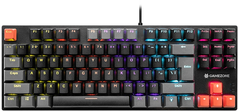 Klaviatūra žaidimams Tracer GameZone Blade 87 su laidu mechaninė su pašvietimu juoda-pilka