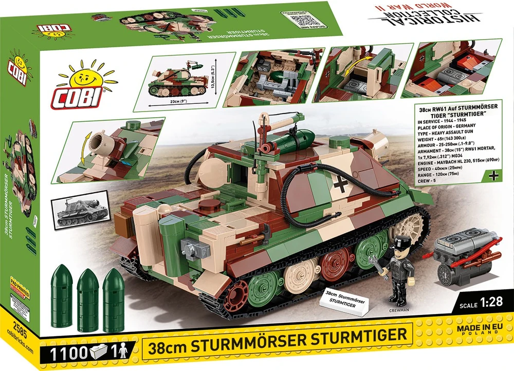 Cobi Klocki 38 cm Sturmmorser Sturmtiger kaladėlės