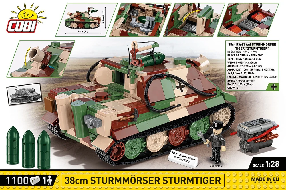 Cobi Klocki 38 cm Sturmmorser Sturmtiger kaladėlės