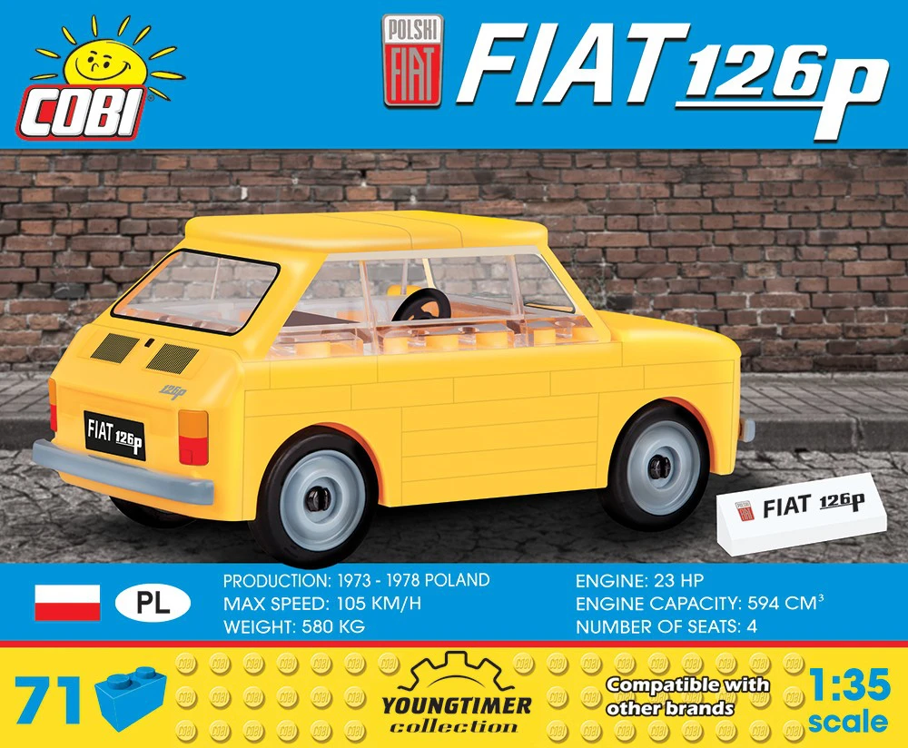 Cobi Klocki 71 detalės lenkiški „Fiat 126p“ konstruktoriai