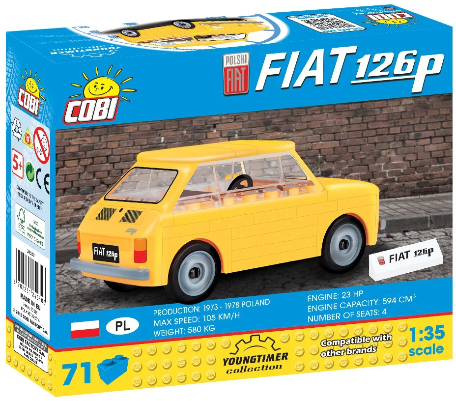 Cobi Klocki 71 detalės lenkiški „Fiat 126p“ konstruktoriai