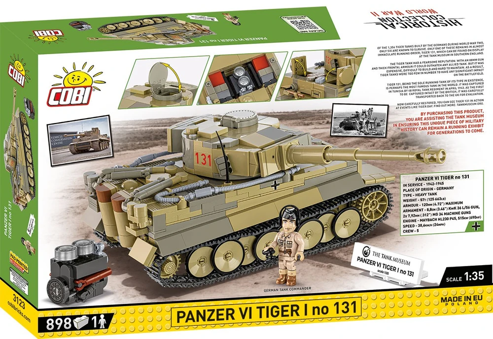 COBI Panzer VI Tiger I Nr.131 konstruktorius, 1:35, 898 detalių