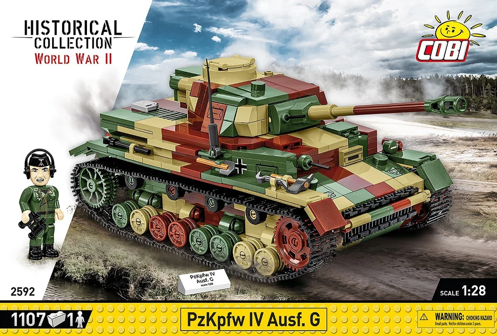 Cobi Konstruktoriaus kaladėlės WWII PZKPFW IV AUSF.G, 1107 kaladėlių