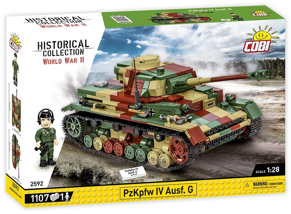 Cobi Konstruktoriaus kaladėlės WWII PZKPFW IV AUSF.G, 1107 kaladėlių