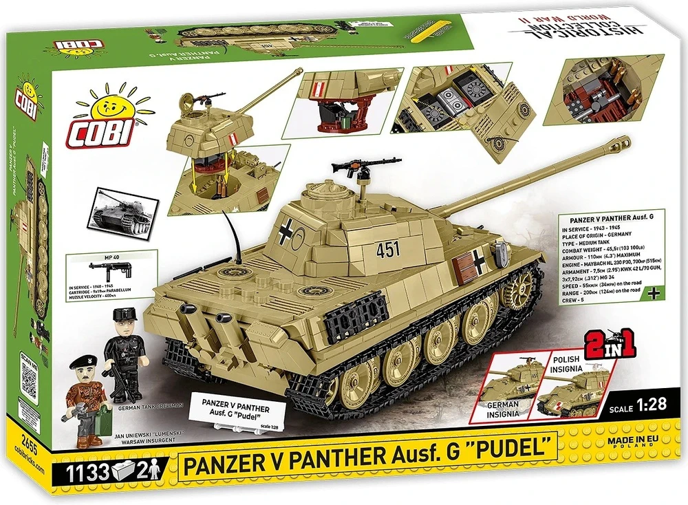 Cobi Konstravimo rinkinys Panzer V PANTHER Ausf.G Pudel, 1133 detalės