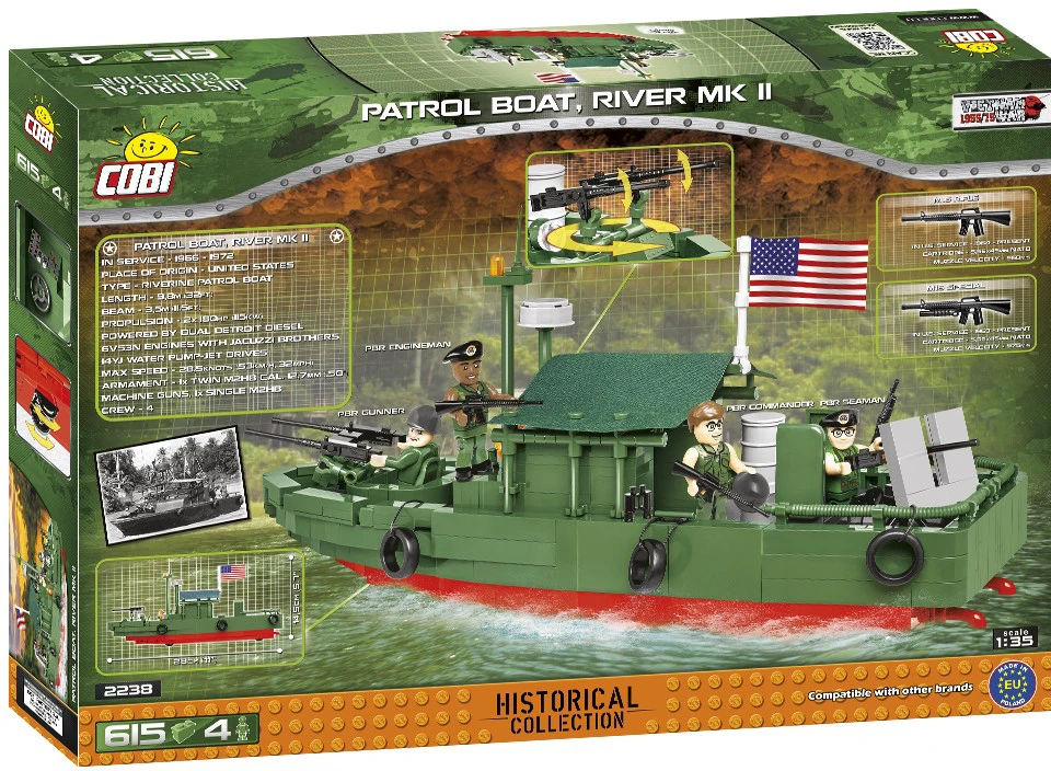 Surenkamas modelis Vietnam War PatrolBoatRiver MKII Cobi, 2238, 615 d.