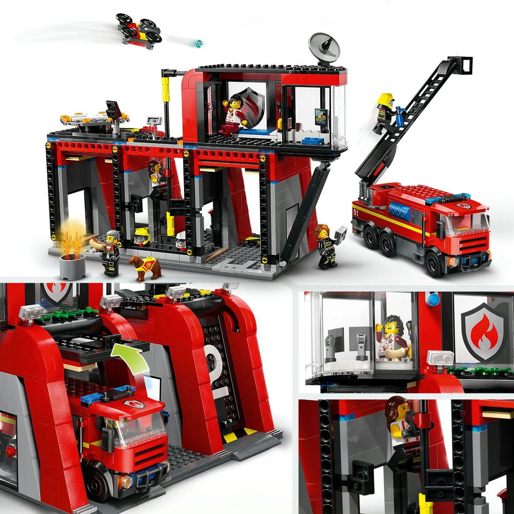 Klocki „City Blocks 60414“ gaisrinė su gaisrine mašina