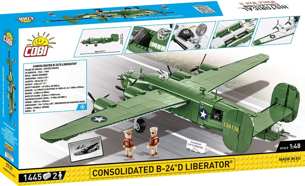 Klocki Konstruktoriaus rinkinys B-24 Liberator lėktuvas iš 1445 detalių