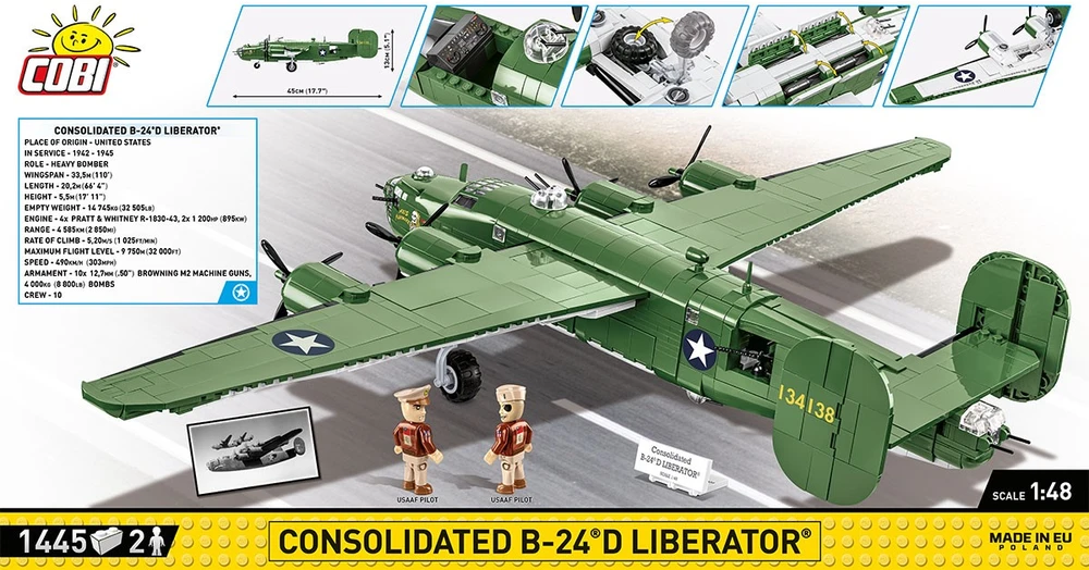 Klocki Konstruktoriaus rinkinys B-24 Liberator lėktuvas iš 1445 detalių