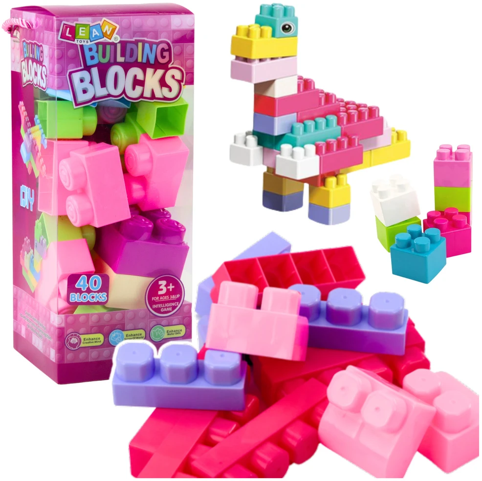 Lean Toys Spalvotų kaladėlių rinkinys 40 vnt