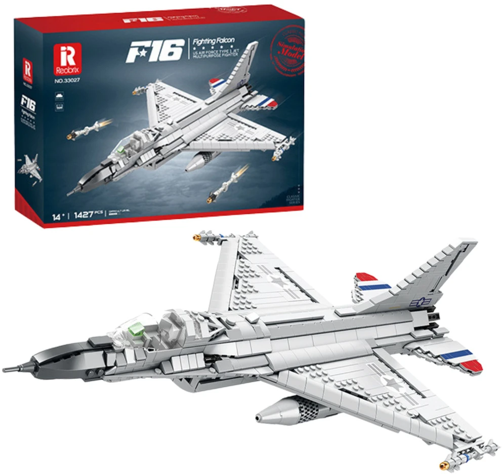Lean Toys KONSTRUKCINIS RINKINYS – F-16 KOVINIS LĖKTUVAS 1427 dalys