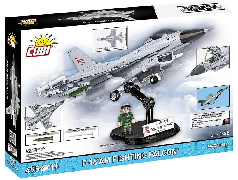 Cobi Klocki F-16am „Fighting Falcon“ statybiniai blokeliai, 495 dalys