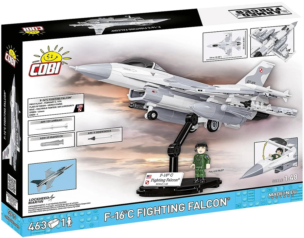 Cobi Klocki F-16c kovos sakalas blokuoja 463 blokus