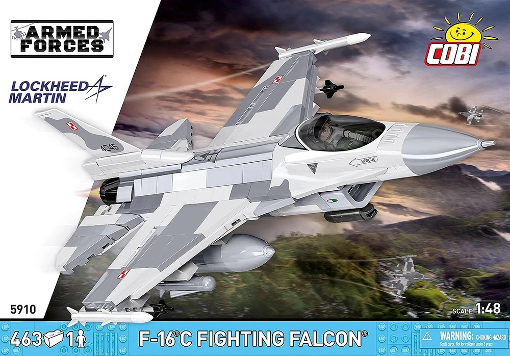 Cobi Klocki F-16c kovos sakalas blokuoja 463 blokus