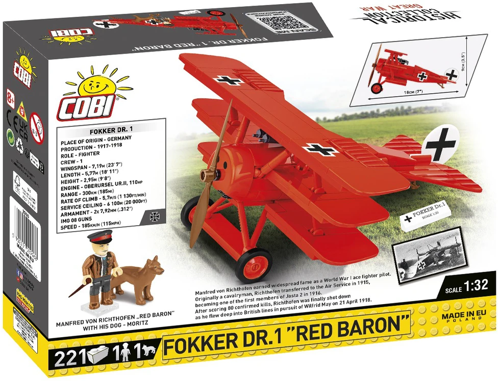 Cobi Klocki Fokker Dr.1 Raudona Baron 221 blokai
