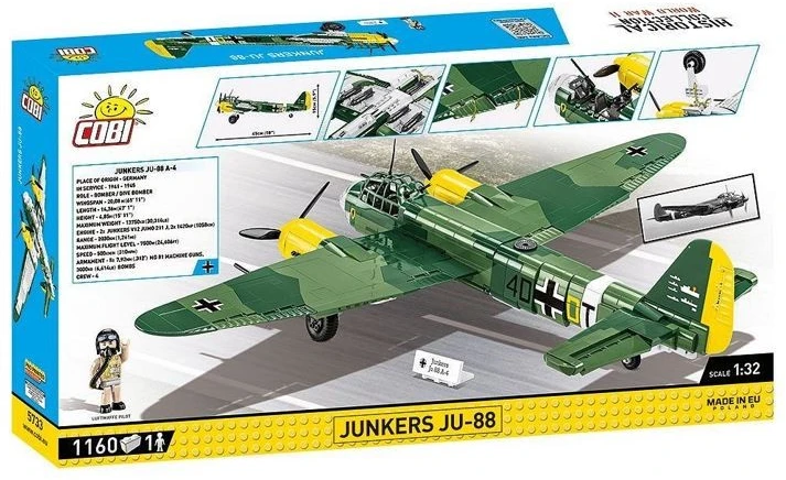 Cobi Klocki Junkers Ju-88 konstravimo kaladėlės, 1160 detalių