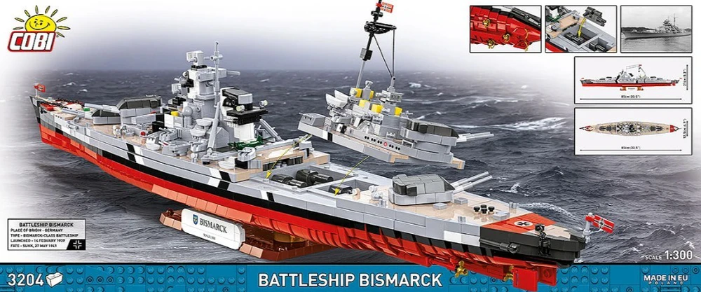 Cobi Klocki Karo laivas „Bismarck 3204“ kaladėlės