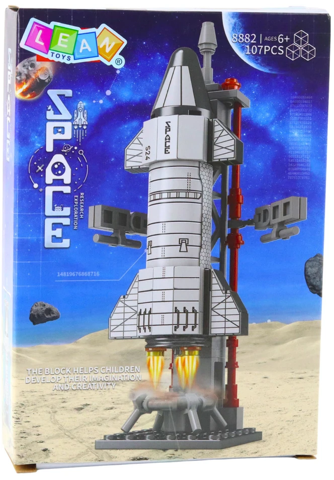 Lean Toys Kosminės Raketos Konstruktorius su Bokštu, 107 dalys