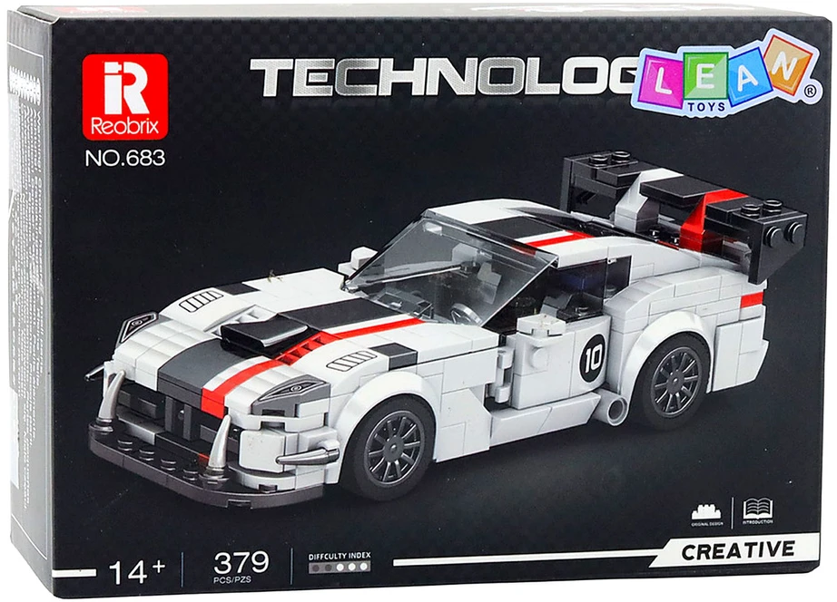 Lean Toys Konstravimo rinkinys VIPER lenktyninis automobilis 379 detalių