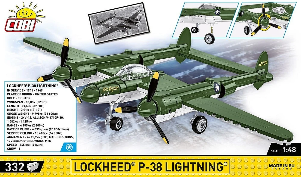 Klocki Lockheed P-38 Lightning 332 klocki