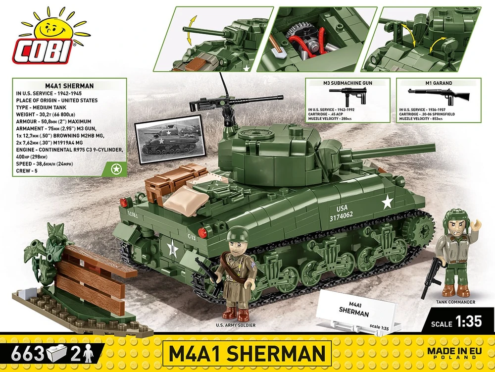 Cobi Klocki M4A1 Sherman 663 blokai