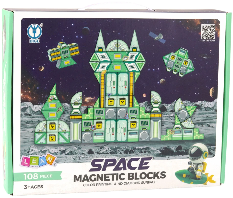 Lean Toys Kosminiai magnetiniai blokeliai 108 vnt.