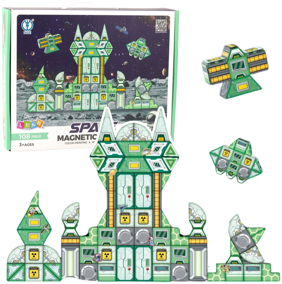 Lean Toys Kosminiai magnetiniai blokeliai 108 vnt.