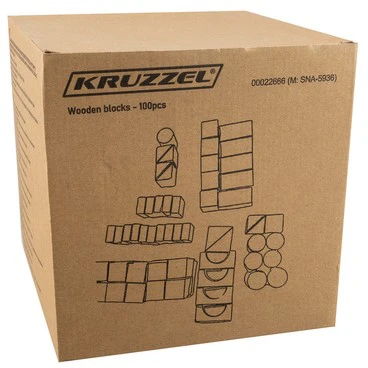 Medinių kaladėlių rinkinys Kruzzel, 100 vnt.
