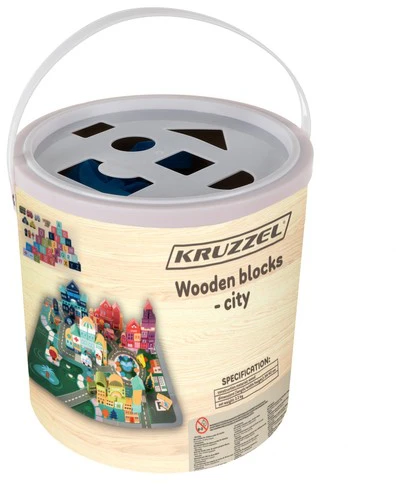 Kruzzel Medinės kaladėlės - miestas 100 vnt.
