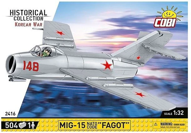 Code COBI 2416 istorinė kolekcija Korėjos karas Korėjos karo naikintuvas MIG-15 NATO KODAS "FAGOT" 504 kaladėlės