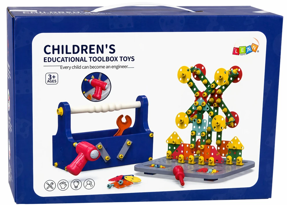Lean Toys Vaikiškas įrankių rinkinys su bateriniu atsuktuvu