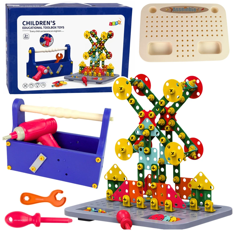Lean Toys Vaikiškas įrankių rinkinys su bateriniu atsuktuvu