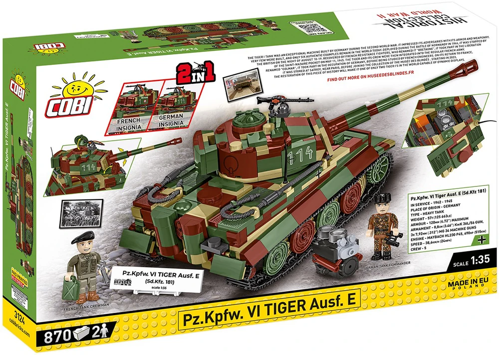 Cobi Klocki Pz.kpfw blokuoja vi tiger ausf. e 870 blokų