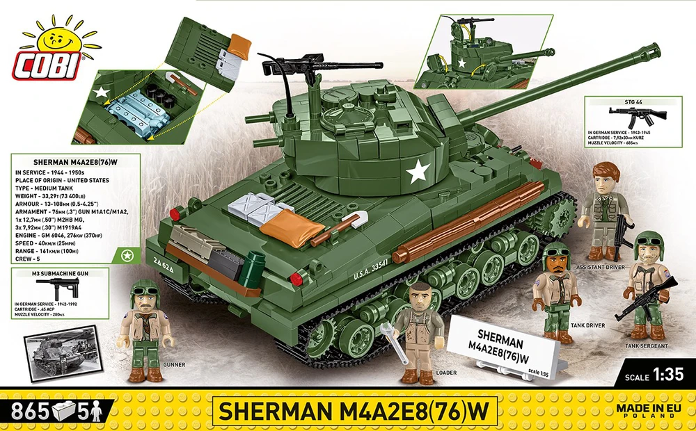 Cobi Klocki Sherman m4a2e8 blokai 865 blokai