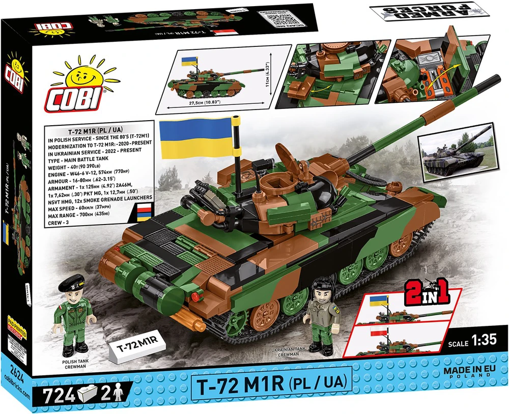 COBI 2624 Ginkluotųjų pajėgų T-72M1R tankas (PL/UA) 724 blokai