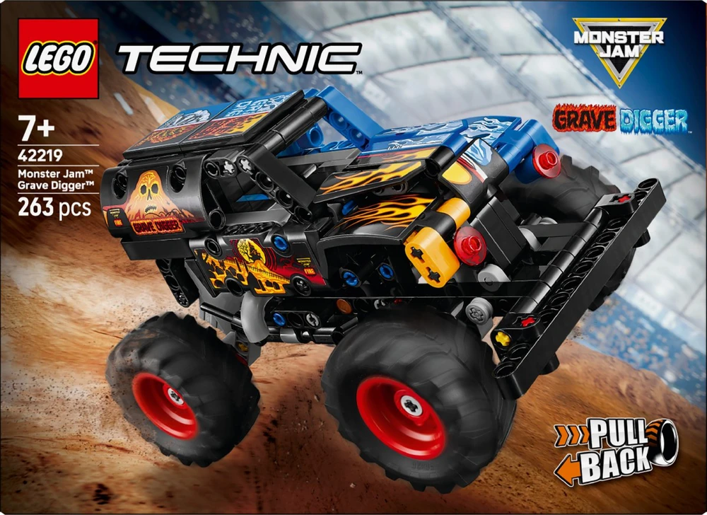 Klocki Technic 42219 Monster Jam kapų kasėjas Ugnis ir ledas