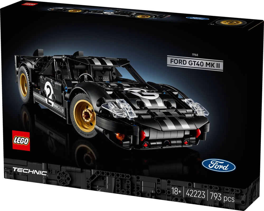 Klocki Technic 42223 lenktyninis automobilis 1966 m. Ford GT40 MKII