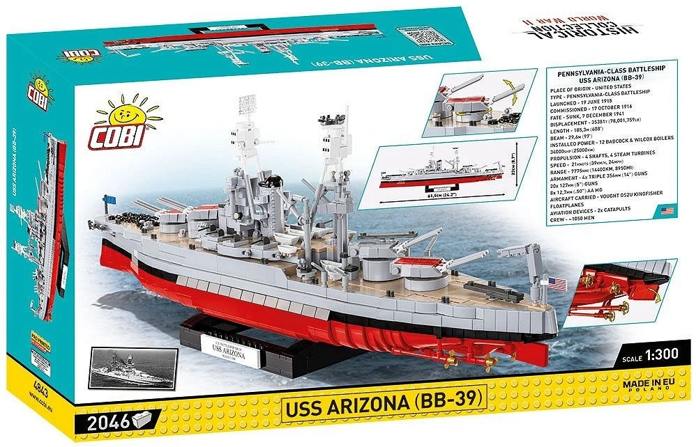Cobi USS Arizona BB-39 Konstruktoriaus Rinkinys su 2046 Dalimis