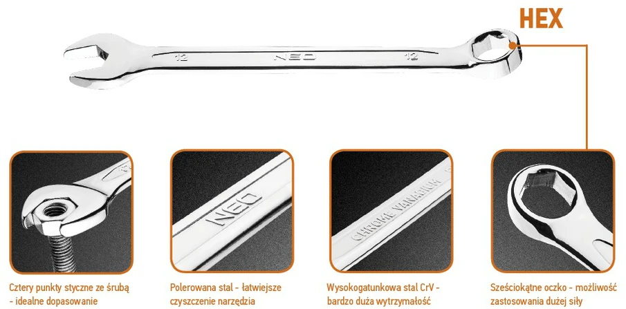 Klucz Šešiakampis/V formos 11 x 150 mm raktas atviru galu