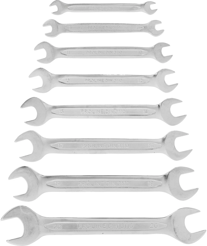 Klucze Atviri raktai, 8 vnt. (6 * 7 - 20 * 22 mm), DIN 3110, CV, Proline