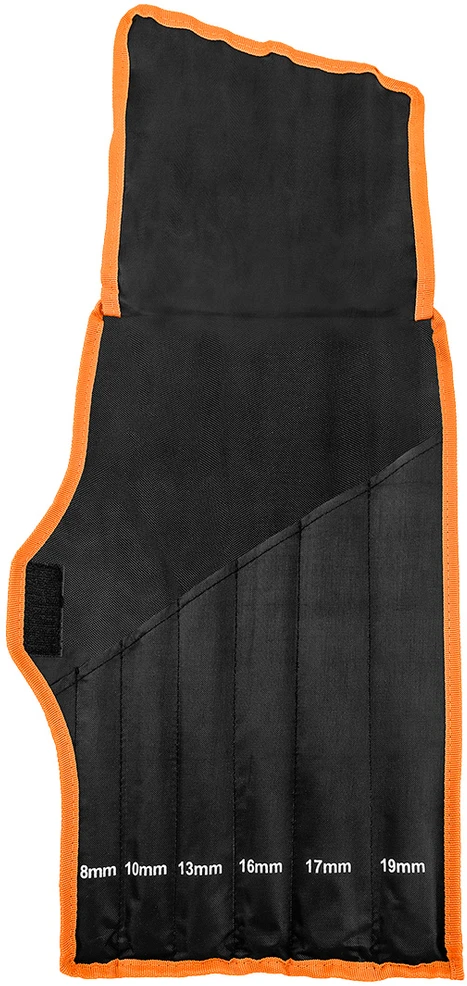 Neo Tools Klucze Ilgi reketiniai žiediniai raktai, 6 vnt. rinkinys, 8–19 mm, minkštas dėklas