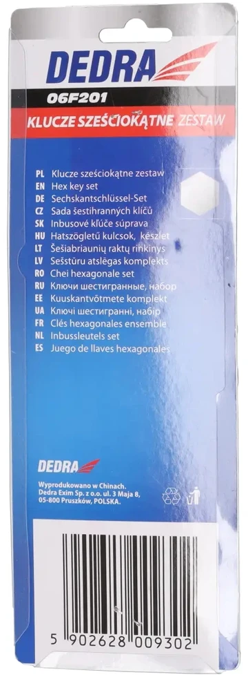 Dedra eiabriauniai raktai ilgi 1510mm rinkinys 9vnt CRV
