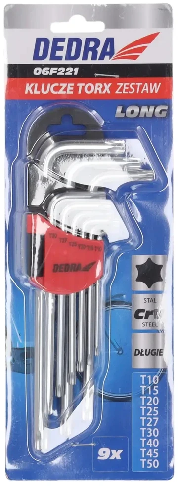 Dedra Torx raktai ilgi T10T50 rinkinys 9vnt CRV