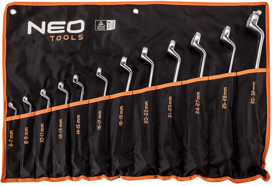 Neo Tools Klucze Raktai su išlenktais žiedais, 6–32 mm, 12 vnt. rinkinys