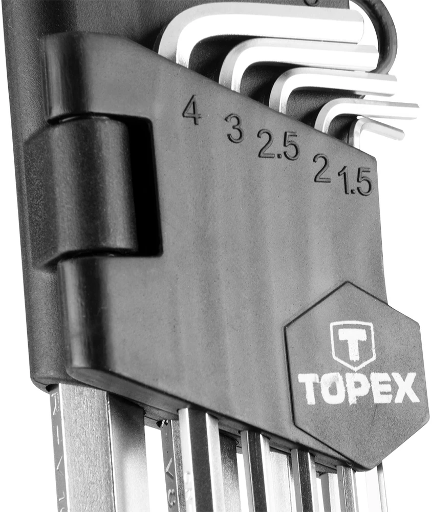 Klucze Topex Rinkinys šešiabriauniai raktai tipo L 1,5-10mm 9 vnt. (35D956)