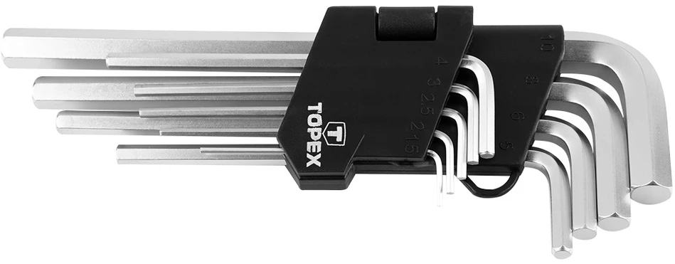 Klucze Topex Rinkinys šešiabriauniai raktai tipo L 1,5-10mm 9 vnt. (35D956)
