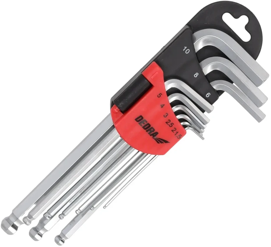 Dedra eiakampiai raktai rutulys ilgi 1510mm rinkinys 9vnt CRV