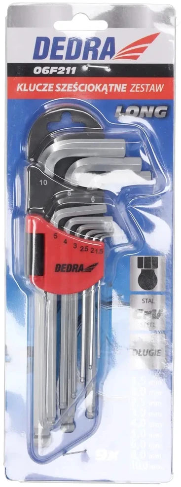 Dedra eiakampiai raktai rutulys ilgi 1510mm rinkinys 9vnt CRV
