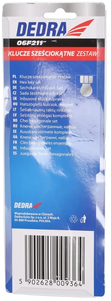 Dedra eiakampiai raktai rutulys ilgi 1510mm rinkinys 9vnt CRV